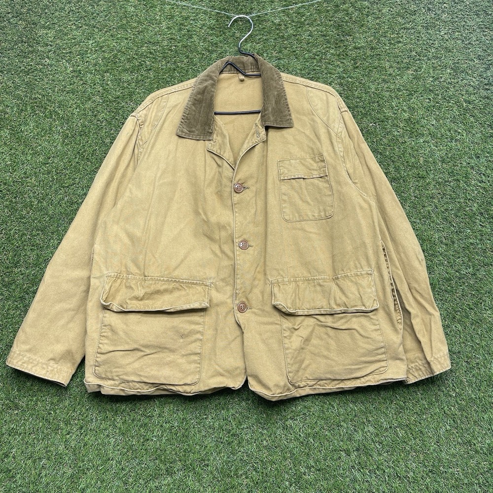 Vintage AMERICAN FIELD Hunting Jacket Mens Large Brown Hettrick mfg. 1950s Zip
